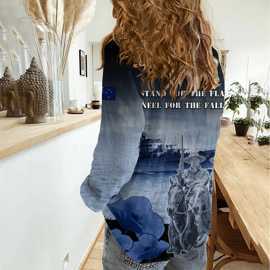 New Zealand ANZAC Day Women Casual Shirt HMNZS Achilles We Will Remember Them LT05 - Polynesian Pride