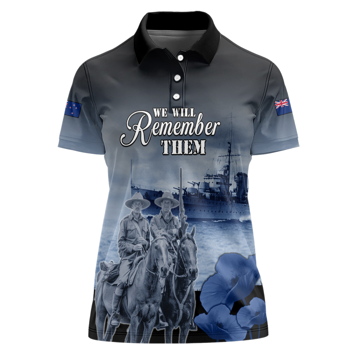 New Zealand ANZAC Day Women Polo Shirt HMNZS Achilles We Will Remember Them LT05 Female Blue - Polynesian Pride