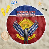 Kiribati 45th Independence Day Beach Blanket Lesser Frigatebird Tribal Pattern LT05 One Size 150cm Red - Polynesian Pride
