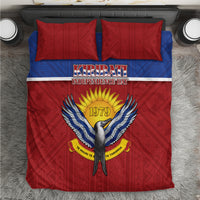 Kiribati 45th Independence Day Bedding Set Lesser Frigatebird Tribal Pattern LT05 Red - Polynesian Pride