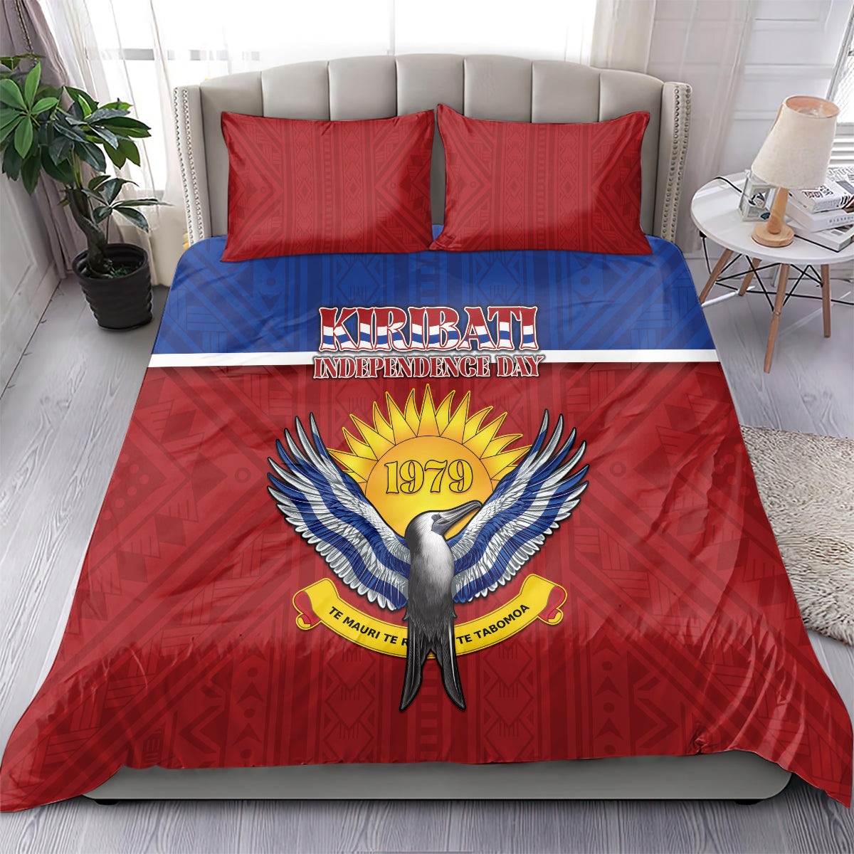 Kiribati 45th Independence Day Bedding Set Lesser Frigatebird Tribal Pattern LT05 - Polynesian Pride