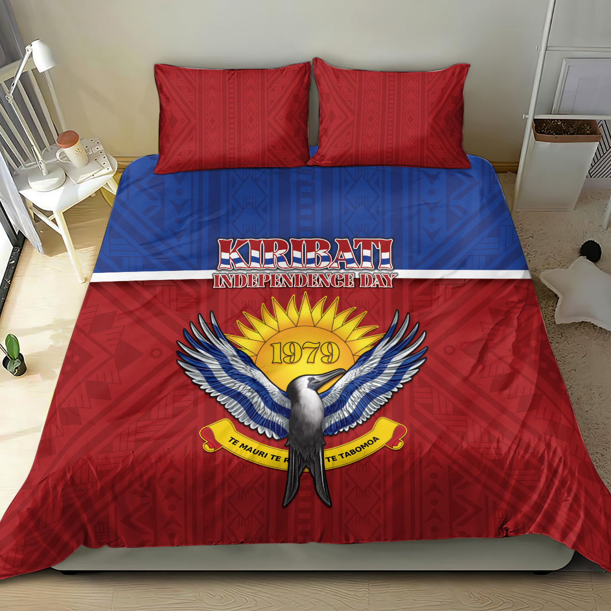 Kiribati 45th Independence Day Bedding Set Lesser Frigatebird Tribal Pattern LT05 - Polynesian Pride