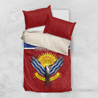 Kiribati 45th Independence Day Bedding Set Lesser Frigatebird Tribal Pattern LT05 US Twin 172cm x 218cm Red - Polynesian Pride
