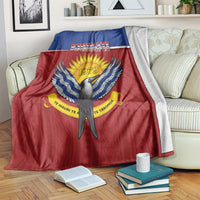 Kiribati 45th Independence Day Blanket Lesser Frigatebird Tribal Pattern LT05 Red - Polynesian Pride