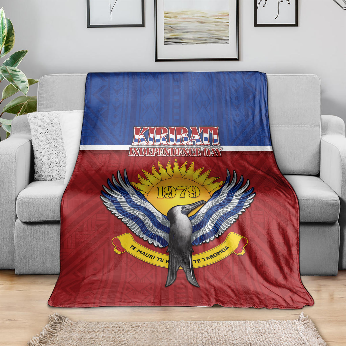 Kiribati 45th Independence Day Blanket Lesser Frigatebird Tribal Pattern LT05 - Polynesian Pride