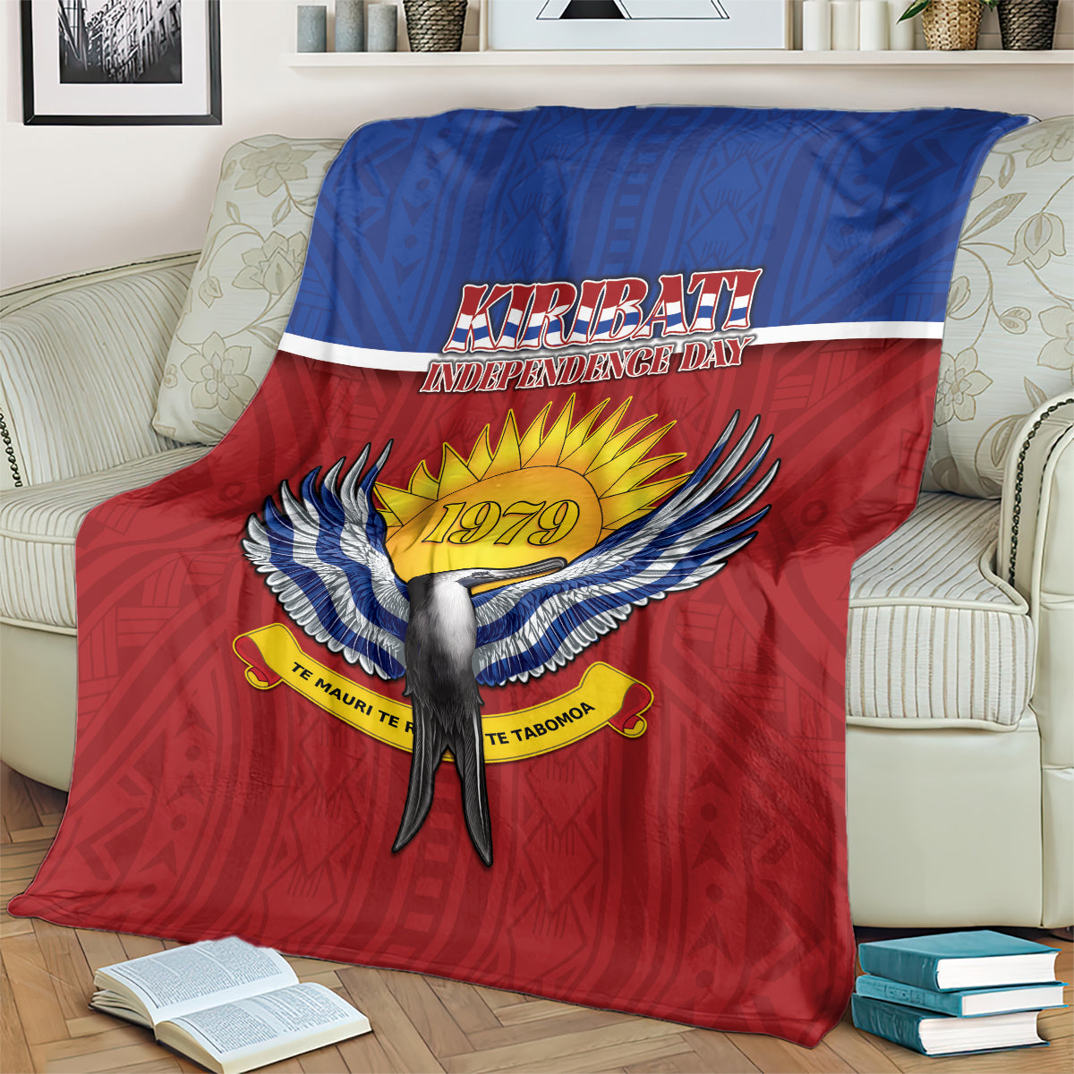 Kiribati 45th Independence Day Blanket Lesser Frigatebird Tribal Pattern LT05 - Polynesian Pride