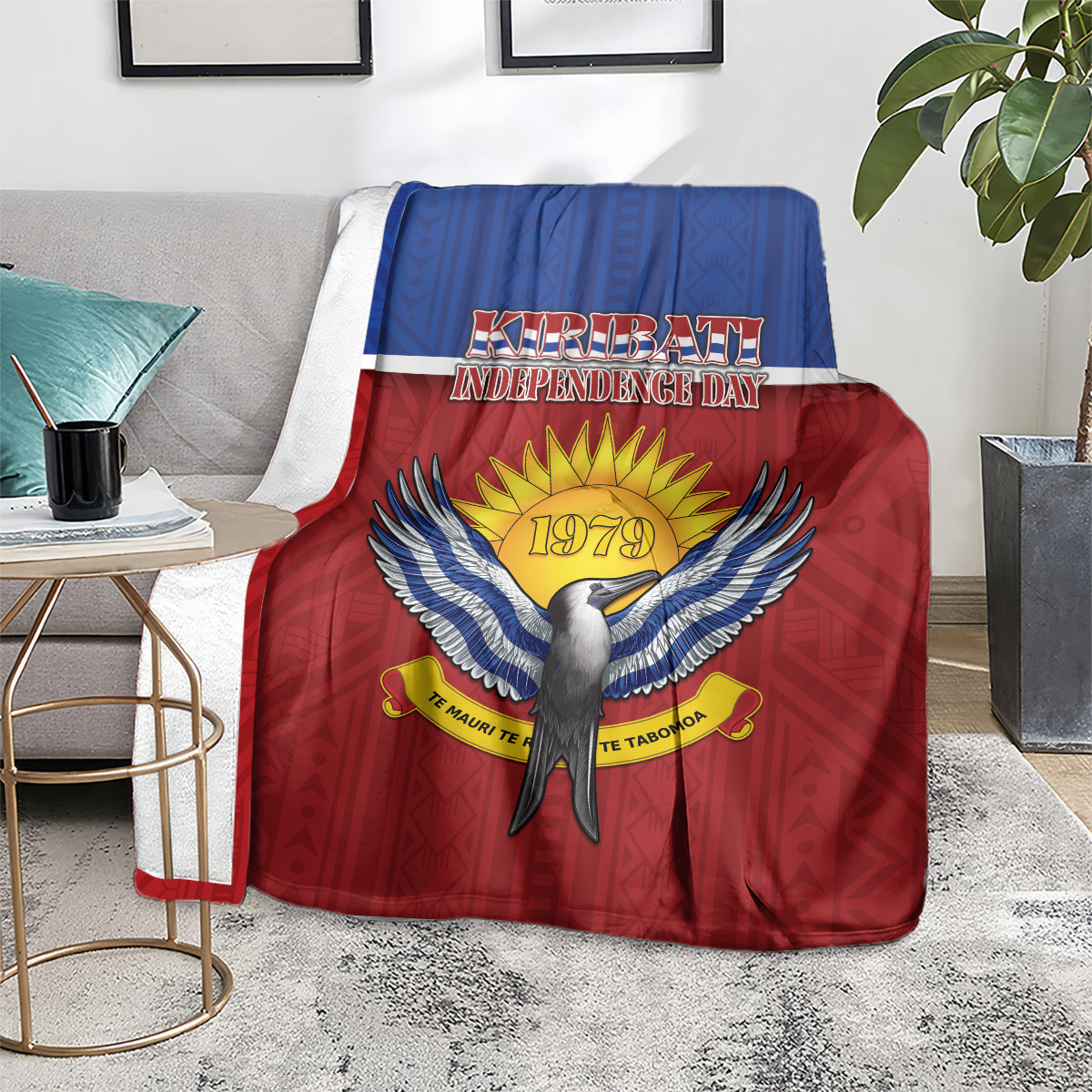 Kiribati 45th Independence Day Blanket Lesser Frigatebird Tribal Pattern LT05 - Polynesian Pride