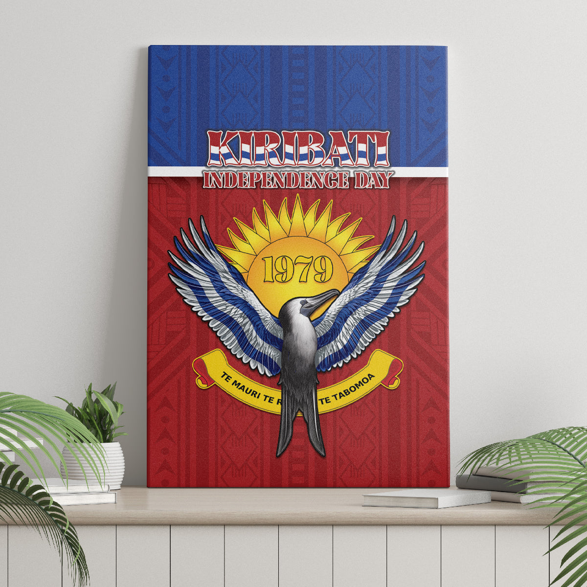 Kiribati 45th Independence Day Canvas Wall Art Lesser Frigatebird Tribal Pattern LT05 - Polynesian Pride