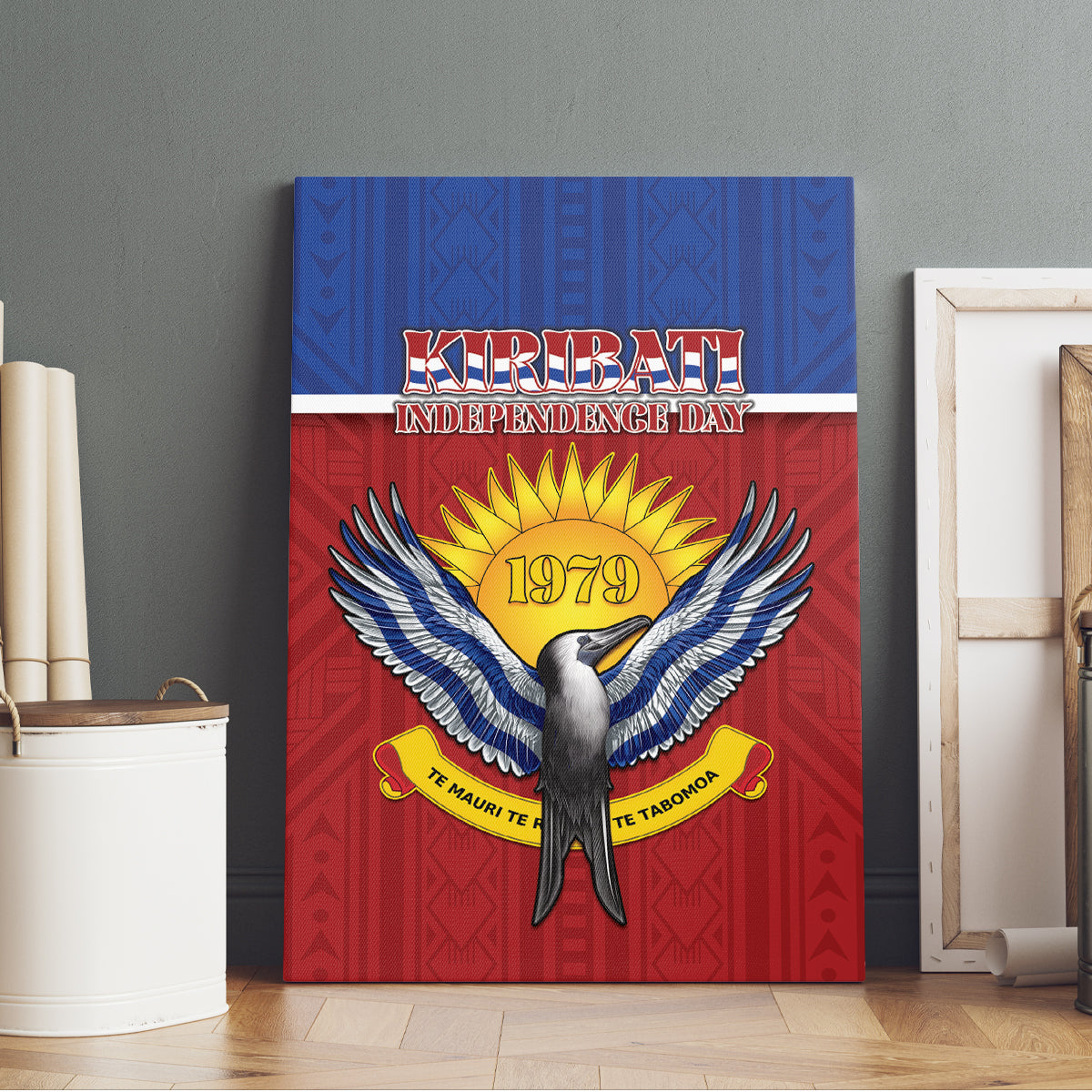 Kiribati 45th Independence Day Canvas Wall Art Lesser Frigatebird Tribal Pattern LT05 - Polynesian Pride