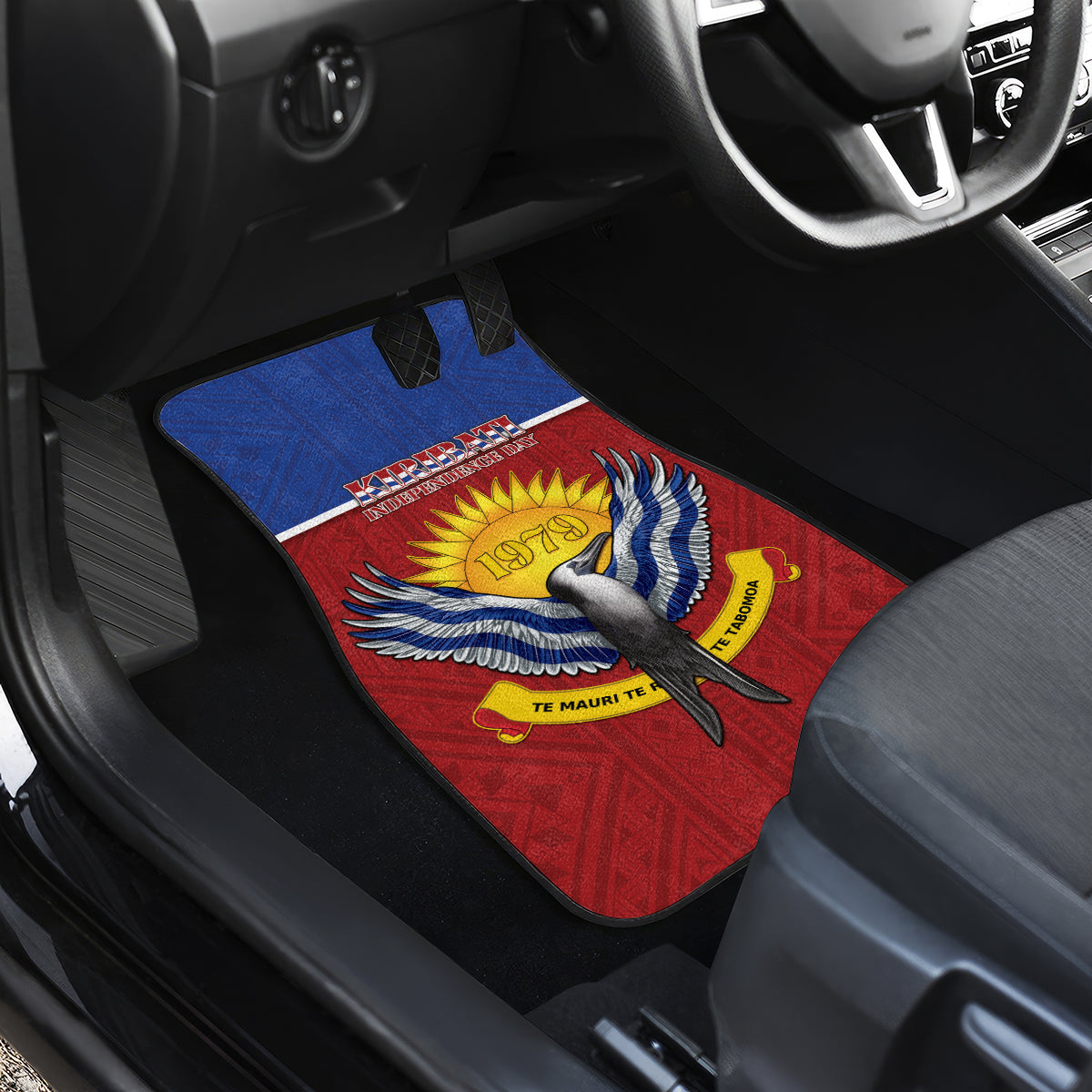 Kiribati 45th Independence Day Car Mats Lesser Frigatebird Tribal Pattern LT05 - Polynesian Pride