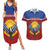 Kiribati 45th Independence Day Couples Matching Summer Maxi Dress and Hawaiian Shirt Lesser Frigatebird Tribal Pattern