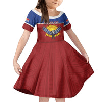 Kiribati 45th Independence Day Family Matching Long Sleeve Bodycon Dress and Hawaiian Shirt Lesser Frigatebird Tribal Pattern LT05 Daughter's Dress Red - Polynesian Pride