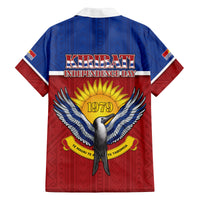 Kiribati 45th Independence Day Family Matching Off Shoulder Short Dress and Hawaiian Shirt Lesser Frigatebird Tribal Pattern