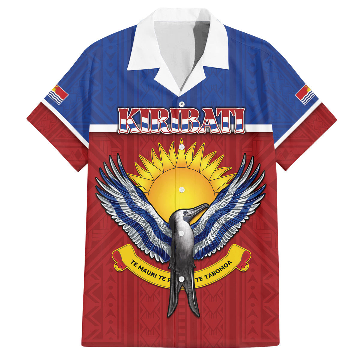 Kiribati 45th Independence Day Family Matching Tank Maxi Dress and Hawaiian Shirt Lesser Frigatebird Tribal Pattern