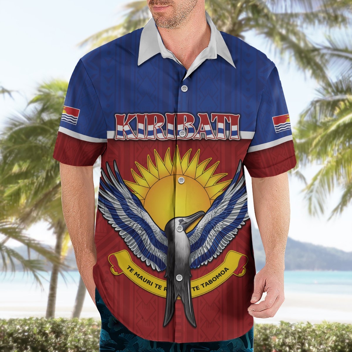 Kiribati 45th Independence Day Hawaiian Shirt Lesser Frigatebird Tribal Pattern LT05 - Polynesian Pride