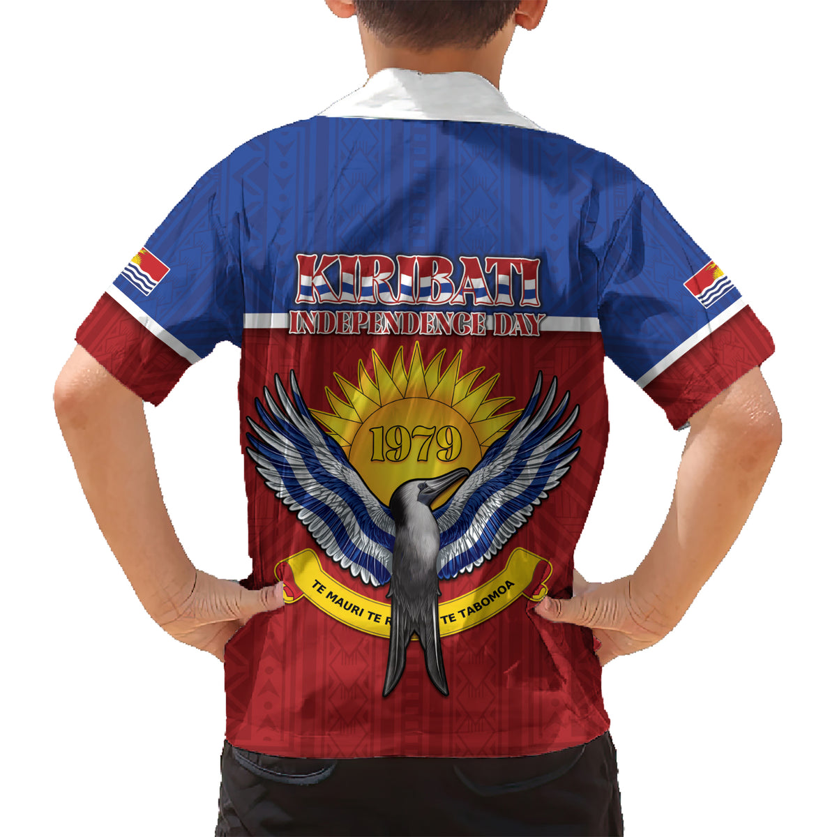 Kiribati 45th Independence Day Kid Hawaiian Shirt Lesser Frigatebird Tribal Pattern LT05 - Polynesian Pride