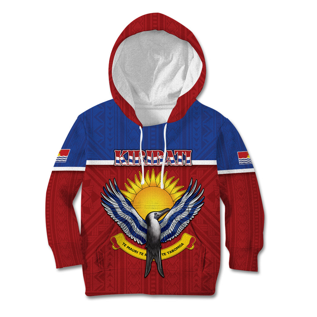 Kiribati 45th Independence Day Kid Hoodie Lesser Frigatebird Tribal Pattern