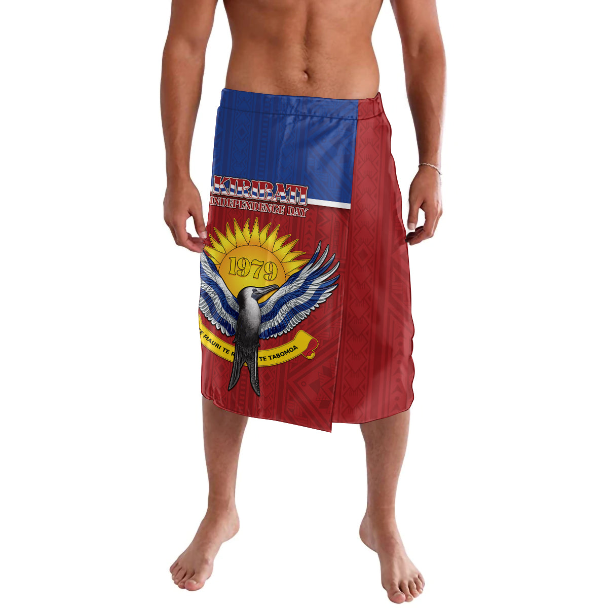 Kiribati 45th Independence Day Lavalava Lesser Frigatebird Tribal Pattern LT05 Red - Polynesian Pride