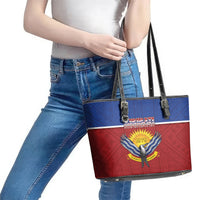 Kiribati 45th Independence Day Leather Tote Bag Lesser Frigatebird Tribal Pattern LT05 - Polynesian Pride