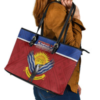 Kiribati 45th Independence Day Leather Tote Bag Lesser Frigatebird Tribal Pattern LT05 - Polynesian Pride