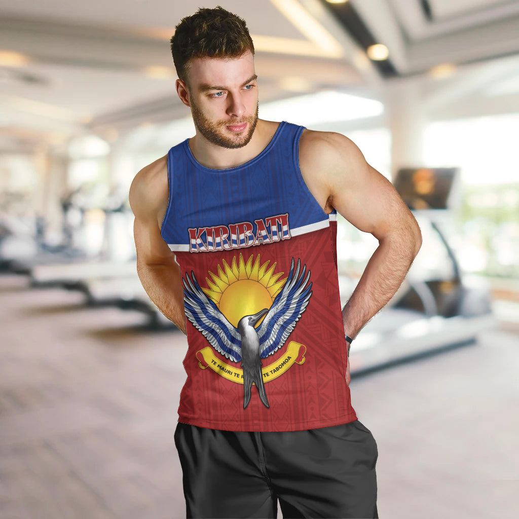 Kiribati 45th Independence Day Men Tank Top Lesser Frigatebird Tribal Pattern LT05 Red - Polynesian Pride