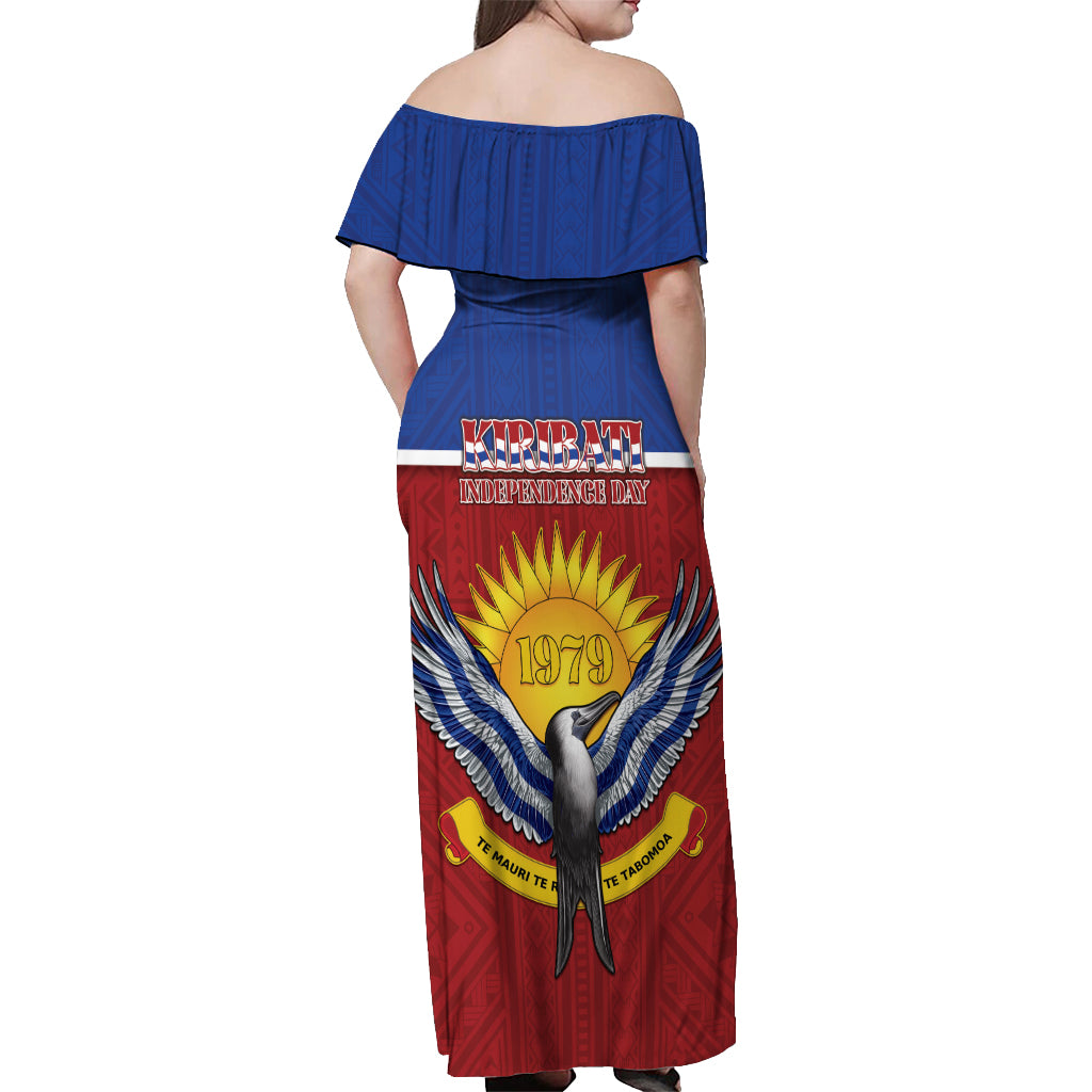 Kiribati 45th Independence Day Off Shoulder Maxi Dress Lesser Frigatebird Tribal Pattern LT05 - Polynesian Pride