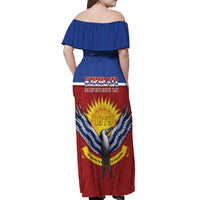 Kiribati 45th Independence Day Off Shoulder Maxi Dress Lesser Frigatebird Tribal Pattern LT05 - Polynesian Pride