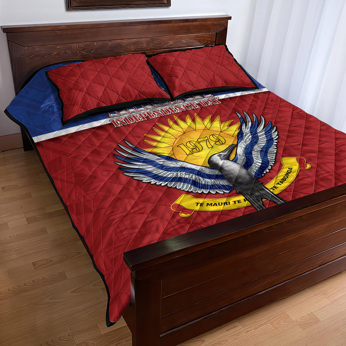 Kiribati 45th Independence Day Quilt Bed Set Lesser Frigatebird Tribal Pattern LT05 - Polynesian Pride