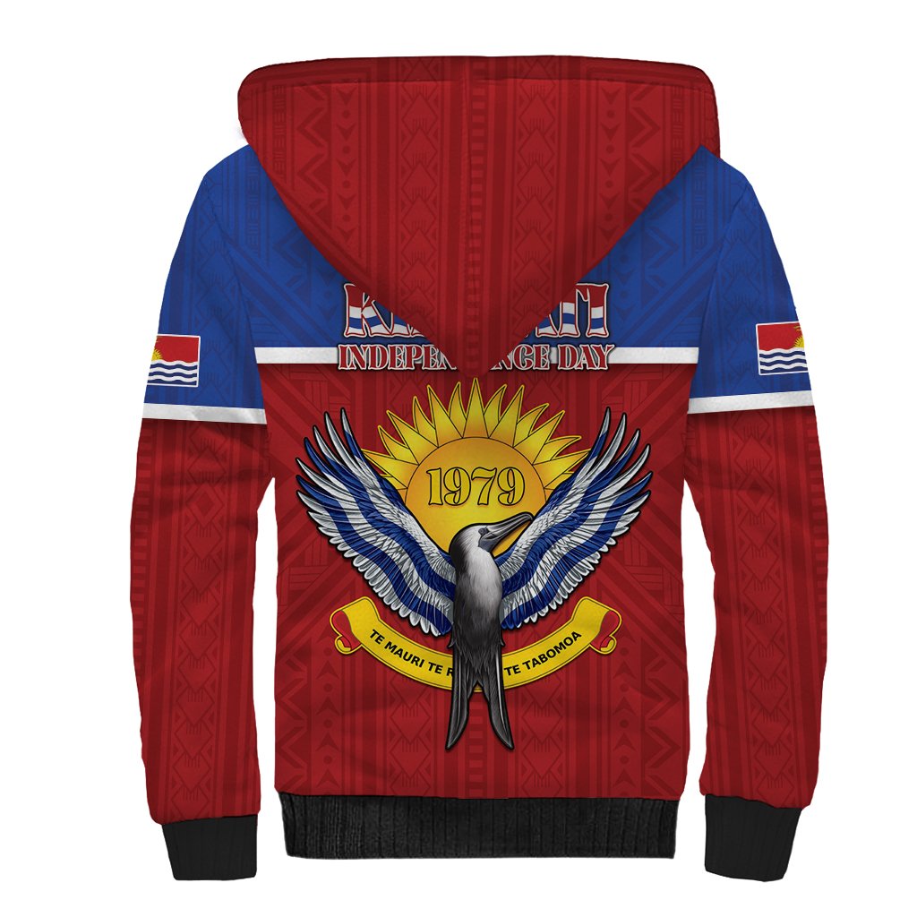 Kiribati 45th Independence Day Sherpa Hoodie Lesser Frigatebird Tribal Pattern LT05 - Polynesian Pride