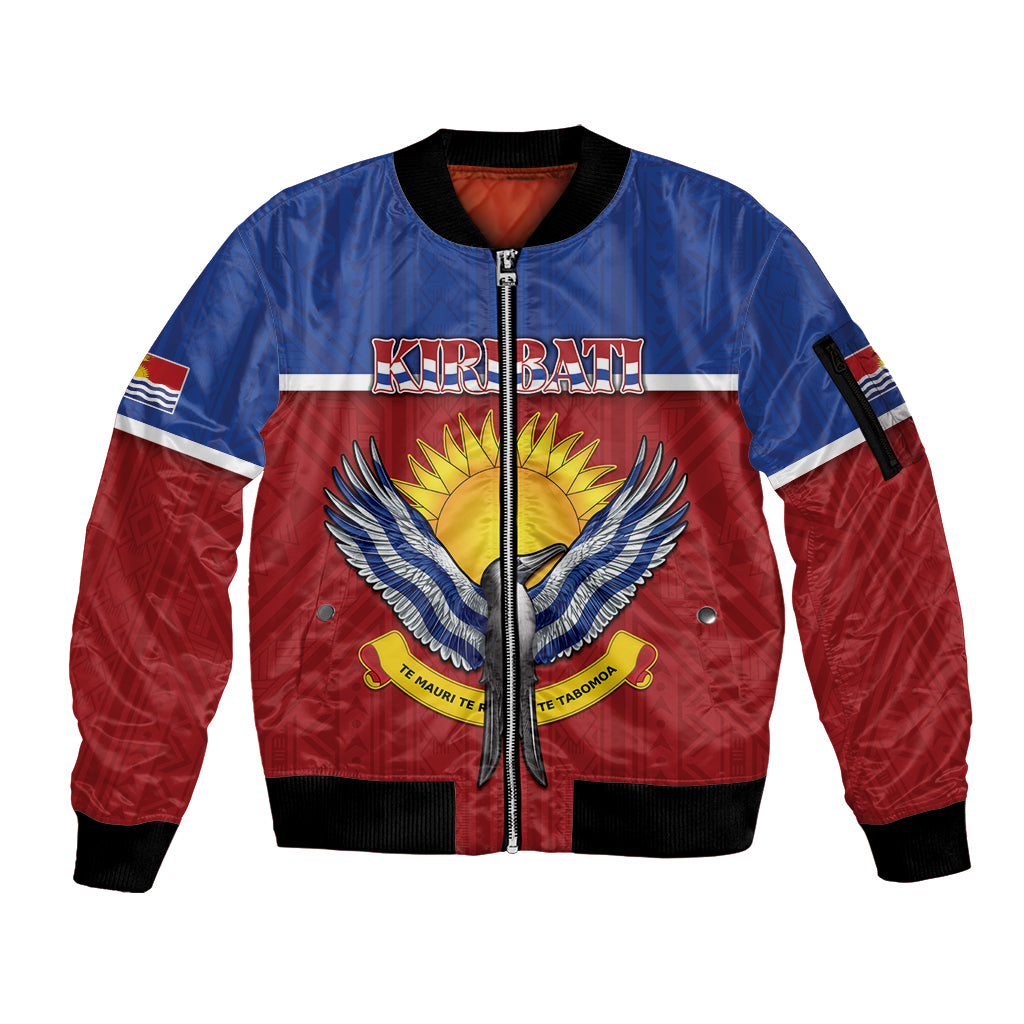 Kiribati 45th Independence Day Sleeve Zip Bomber Jacket Lesser Frigatebird Tribal Pattern LT05 Unisex Red - Polynesian Pride