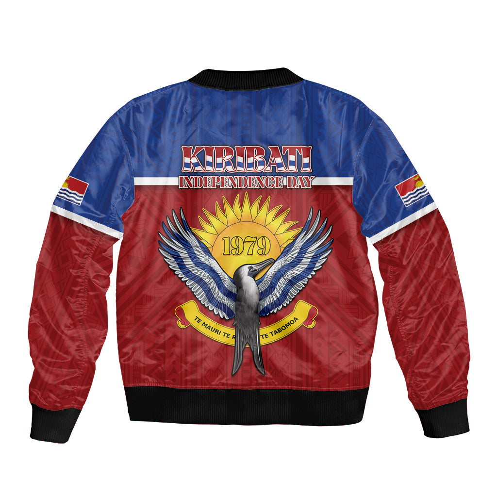 Kiribati 45th Independence Day Sleeve Zip Bomber Jacket Lesser Frigatebird Tribal Pattern LT05 - Polynesian Pride