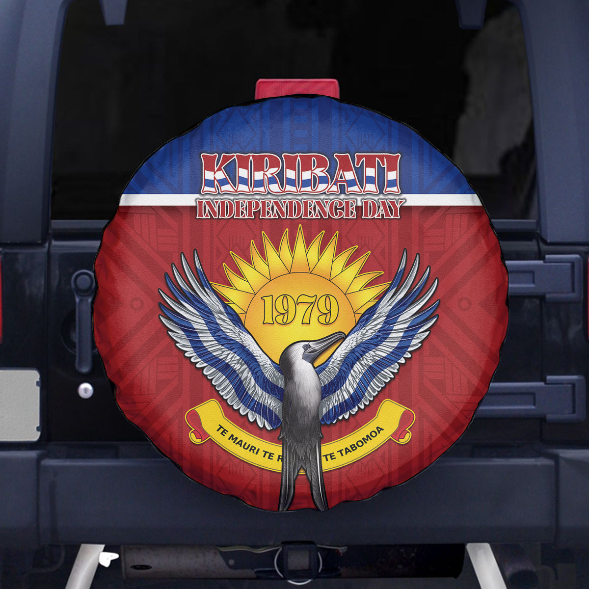 Kiribati 45th Independence Day Spare Tire Cover Lesser Frigatebird Tribal Pattern LT05 - Polynesian Pride