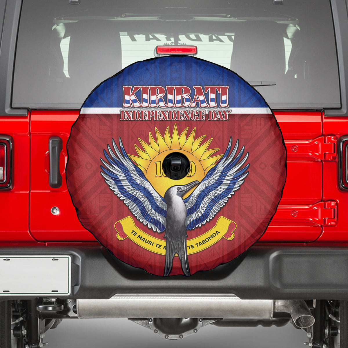 Kiribati 45th Independence Day Spare Tire Cover Lesser Frigatebird Tribal Pattern LT05 - Polynesian Pride