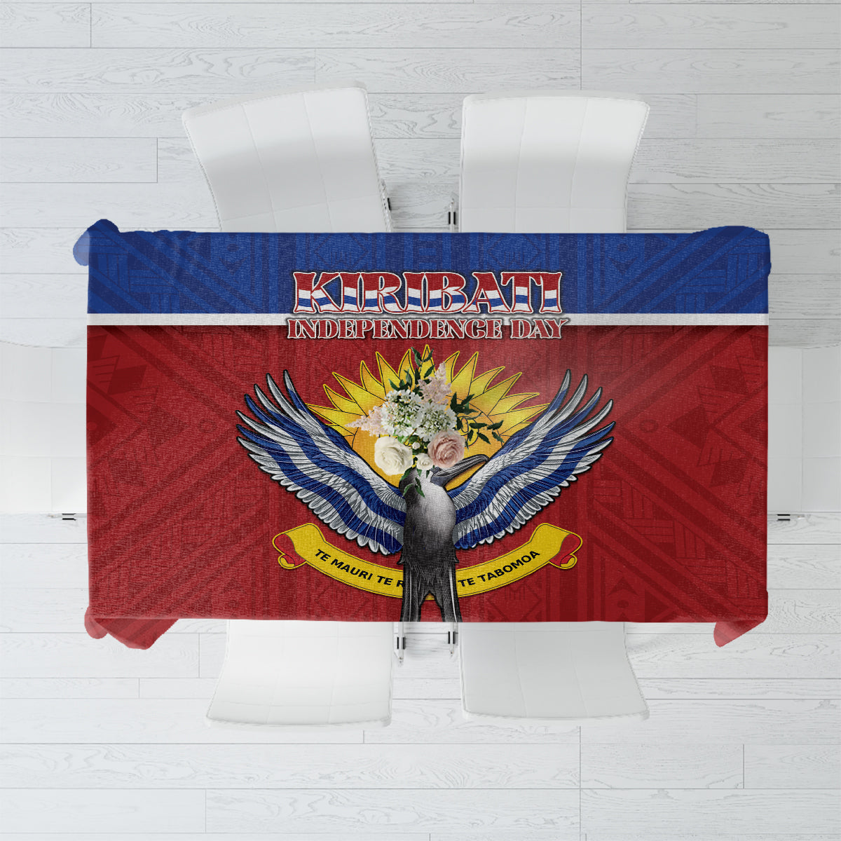 Kiribati 45th Independence Day Tablecloth Lesser Frigatebird Tribal Pattern LT05 Red - Polynesian Pride