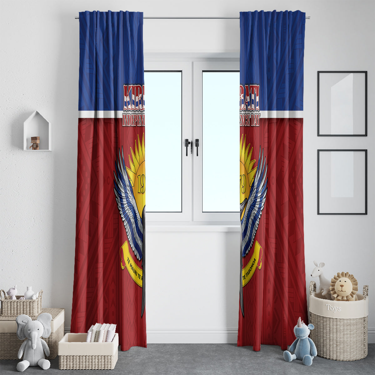 Kiribati 45th Independence Day Window Curtain Lesser Frigatebird Tribal Pattern LT05 - Polynesian Pride