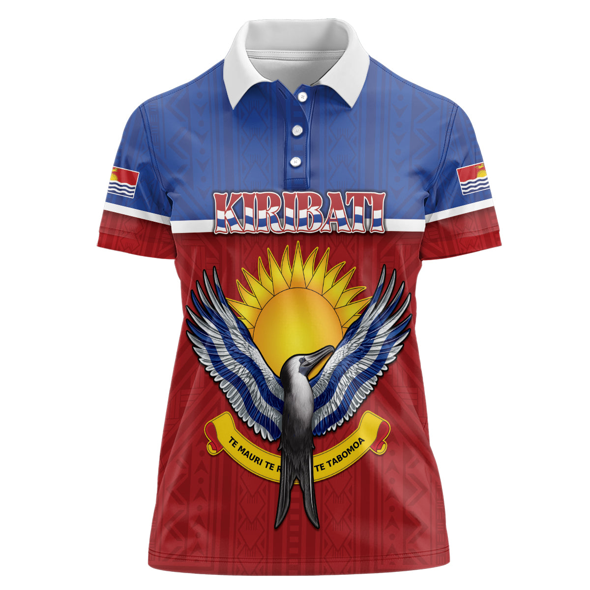 Kiribati 45th Independence Day Women Polo Shirt Lesser Frigatebird Tribal Pattern