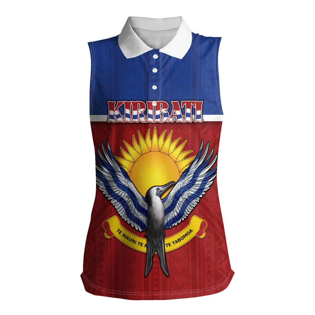 Kiribati 45th Independence Day Women Sleeveless Polo Shirt Lesser Frigatebird Tribal Pattern