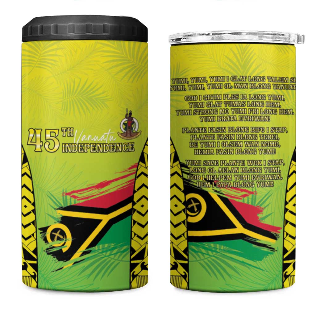 Vanuatu 45th Independence 4 in 1 Can Cooler Tumbler Special Style LT05 One Size: 16 oz Yellow - Polynesian Pride