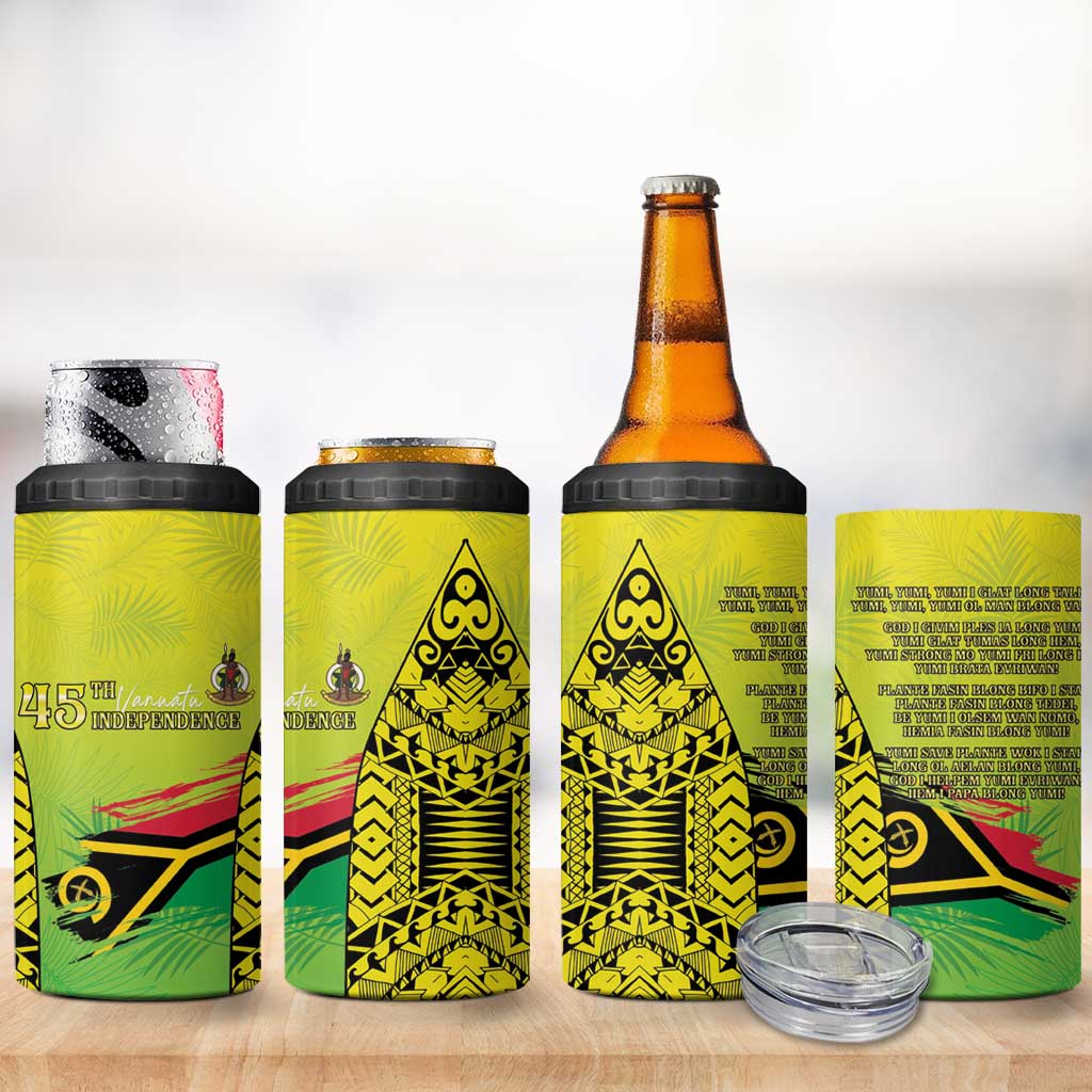 Vanuatu 45th Independence 4 in 1 Can Cooler Tumbler Special Style LT05 - Polynesian Pride