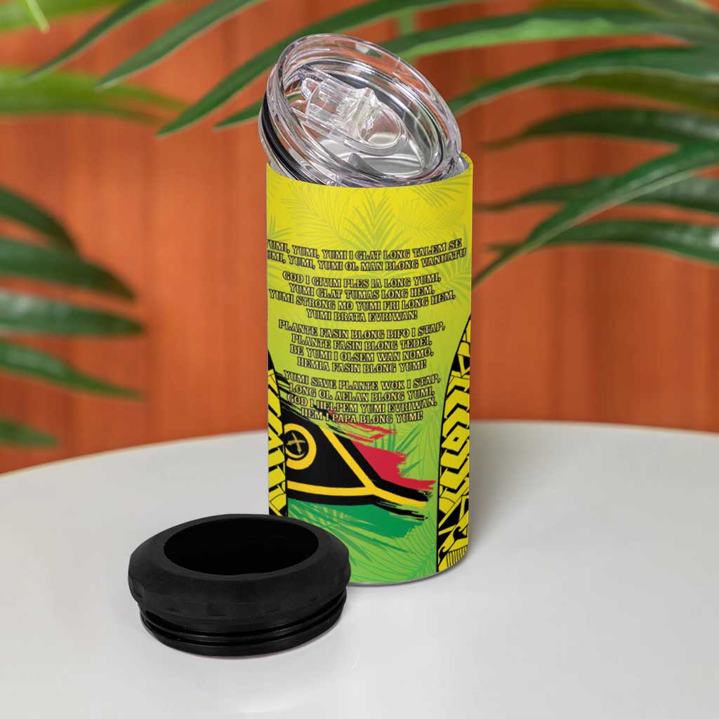 Vanuatu 45th Independence 4 in 1 Can Cooler Tumbler Special Style LT05 - Polynesian Pride