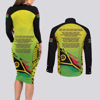 Vanuatu 45th Independence Couples Matching Long Sleeve Bodycon Dress and Long Sleeve Button Shirt Special Style LT05 - Polynesian Pride
