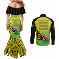 Vanuatu 45th Independence Couples Matching Mermaid Dress and Long Sleeve Button Shirt Special Style LT05 - Polynesian Pride