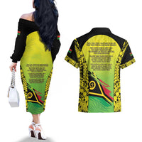 Vanuatu 45th Independence Couples Matching Off The Shoulder Long Sleeve Dress and Hawaiian Shirt Special Style LT05 - Polynesian Pride