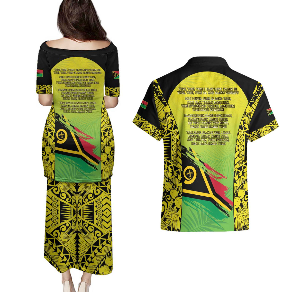 Vanuatu 45th Independence Couples Matching Puletasi and Hawaiian Shirt Special Style LT05 - Polynesian Pride