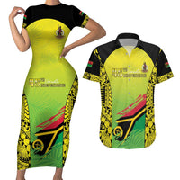 Vanuatu 45th Independence Couples Matching Short Sleeve Bodycon Dress and Hawaiian Shirt Special Style LT05 Yellow - Polynesian Pride