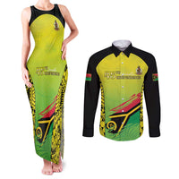 Vanuatu 45th Independence Couples Matching Tank Maxi Dress and Long Sleeve Button Shirt Special Style LT05 Yellow - Polynesian Pride