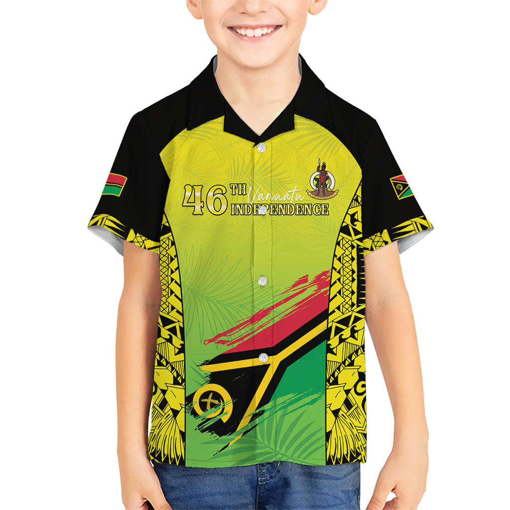 Vanuatu 46th Independence Family Matching Off The Shoulder Long Sleeve Dress and Hawaiian Shirt Special Style LT05 Son's Shirt Yellow - Polynesian Pride