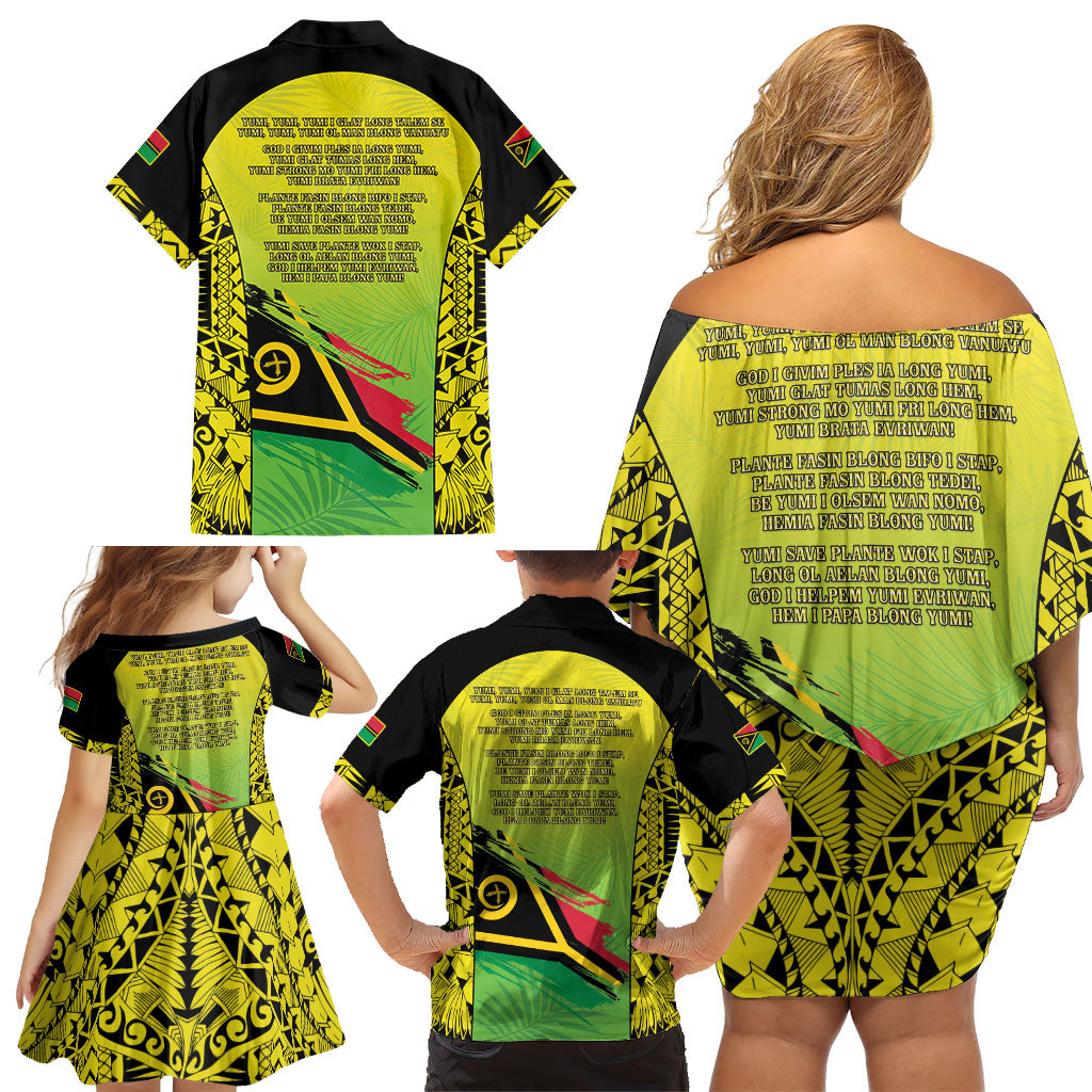 Vanuatu 46th Independence Family Matching Off Shoulder Short Dress and Hawaiian Shirt Special Style LT05 - Polynesian Pride