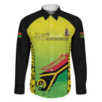 Vanuatu 46th Independence Family Matching Off Shoulder Short Dress and Hawaiian Shirt Special Style LT05 Dad's Shirt - Long Sleeve Yellow - Polynesian Pride