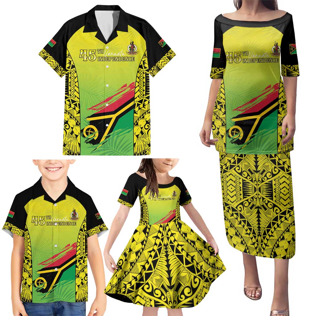Vanuatu 45th Independence Family Matching Puletasi and Hawaiian Shirt Special Style LT05 - Polynesian Pride